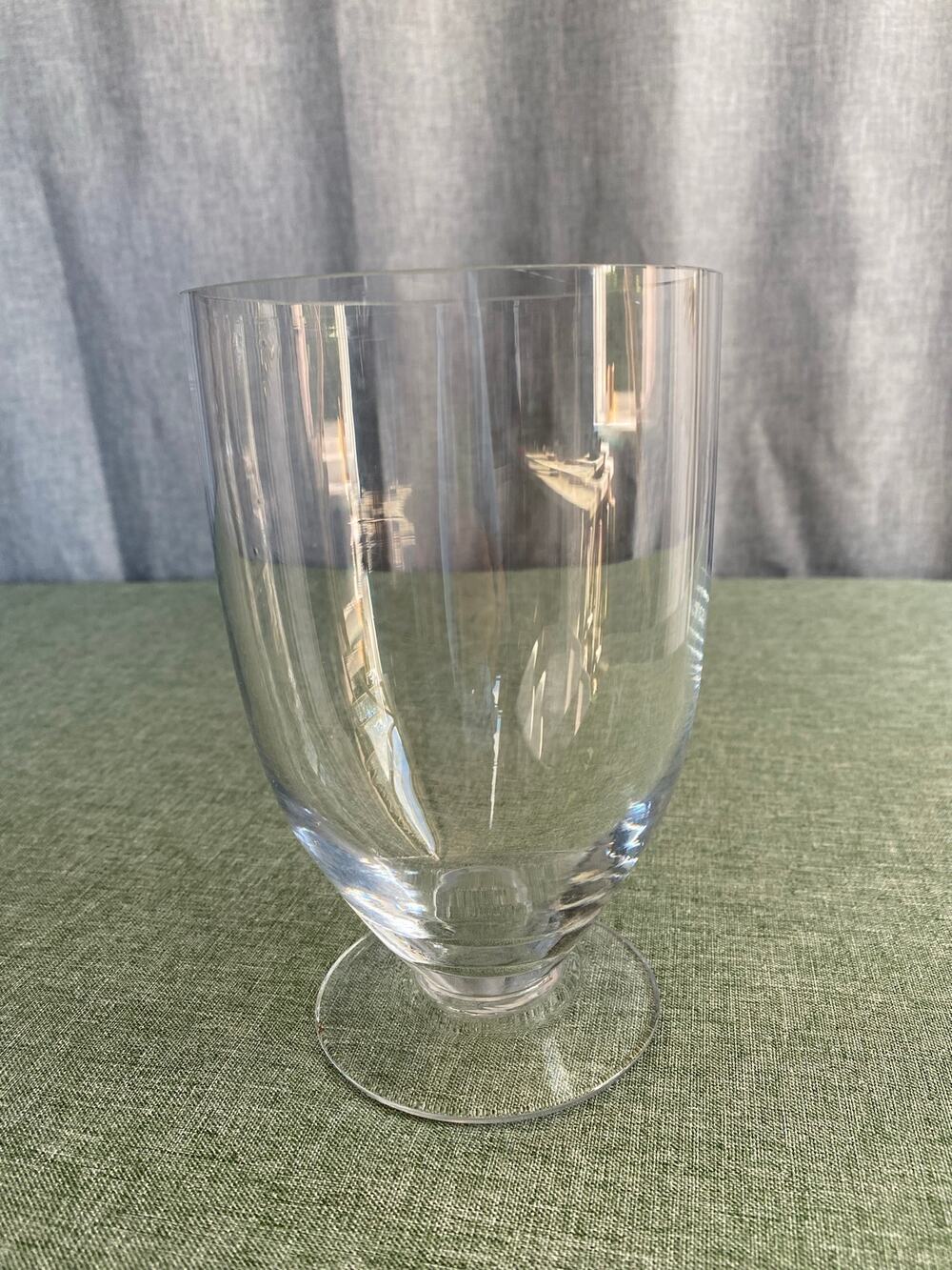 Vintage Clear Glass Footed Hurricane Vase 6.5" Flower Vase Table Decor